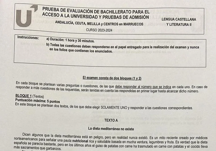 Luis Cernuda y un texto periodístico, las opciones en el examen de Lengua de la Selectividad de Andalucía 2024