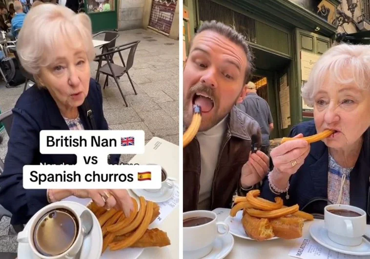 Una abuela británica prueba por primera los churros de San Ginés en Madrid y este es su veredicto