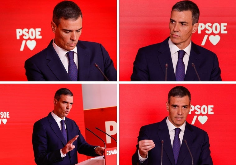 Nervios, vergüenza y más enfado que decepción: lo que dicen los gestos de Sánchez en la «puesta en escena» de Ferraz Nervios, vergüenza y más enfado que decepción: lo que dicen los gestos de Sánchez en la «puesta en escena» de Ferraz