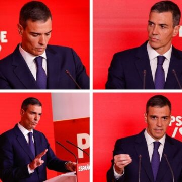 Una «puesta en escena» con nervios y «cierta pose»: lo que dicen los gestos de Sánchez en su comparecencia tras el escándalo
