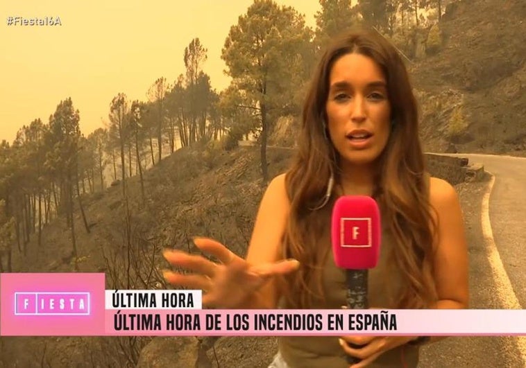 Evacúan a una reportera de Telecinco acorralada por el fuego en un incendio en Galicia Evacúan a una reportera de Telecinco acorralada por el fuego en un incendio en Galicia